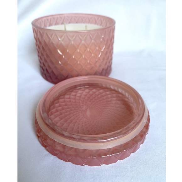 Sand + Fog 10oz TIDES OF THE MOON 2 Wick Molded Glass Candle Jar with Lid Pink - Picture 6 of 8